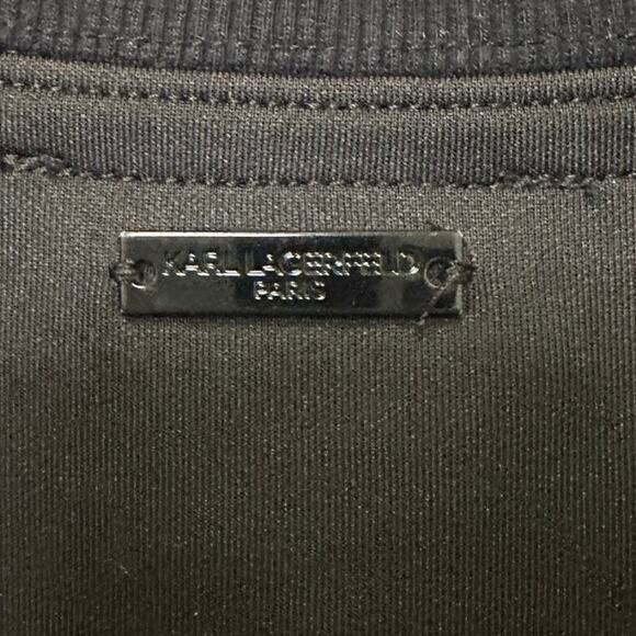 Karl Lagerfeld Paris Black Lace Sleeve Sweatshirt From Paris With Love Womens XL - Picture 7 of 7